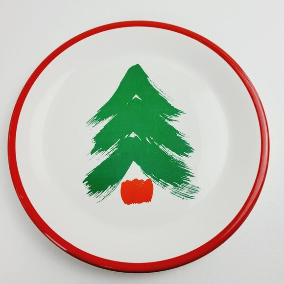 Pfaltzgraff Marimekko Christmas Tree Dinner Plate Red Band Finland Style Design - Picture 1 of 11
